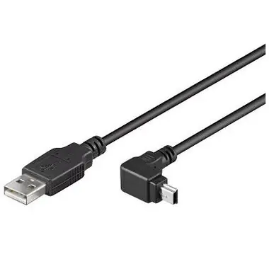 PremiumCord Kabel USB 2.0, A-B mini, 5pinů, konektor do úhlu 90°, 1,8m 