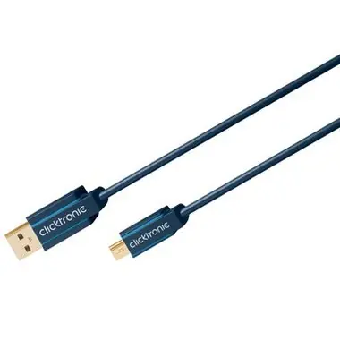 ClickTronic HQ OFC USB2.0 kabel, A-B mini, 5pinů, zlacené, 1m