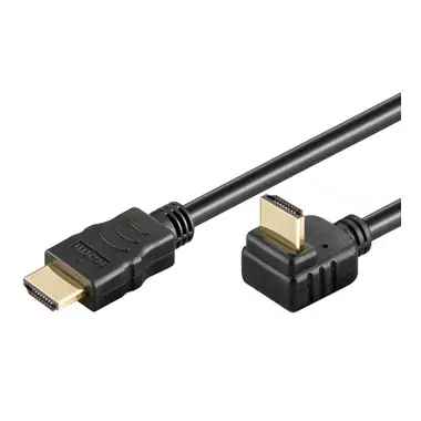 PremiumCord HDMI High Speed + Ethernet kabel, zlacený zahnutý konektor 270° 1m