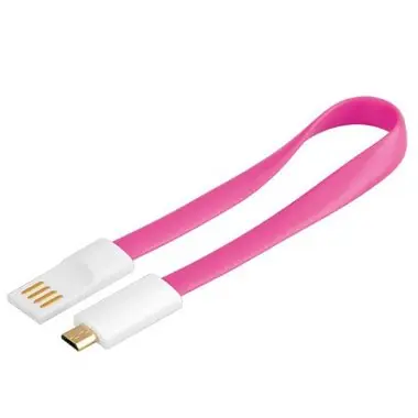 PremiumCord Kabel micro USB, A-B 0,2m magnetický, barva růžová
