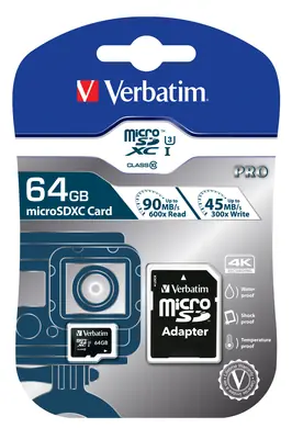 Verbatim microSDXC Pro 64GB + Adaptér